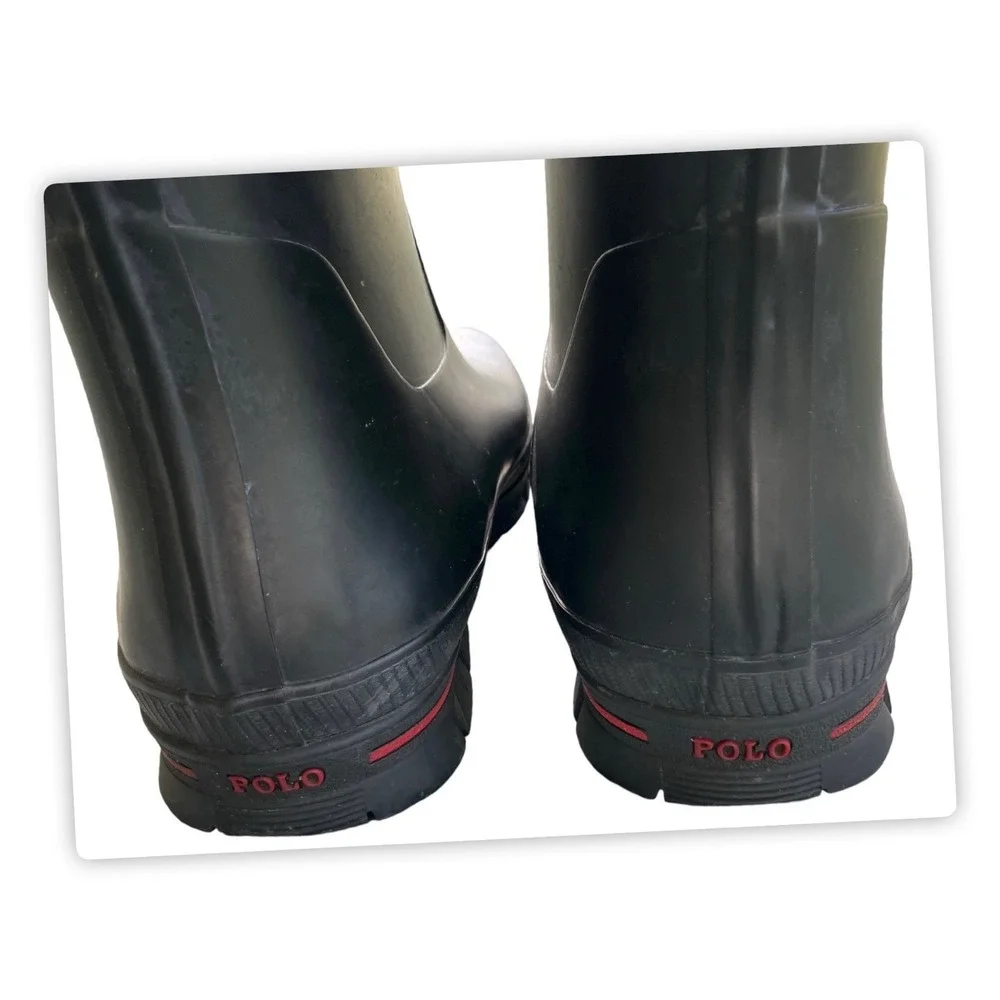 Polo Ralph Lauren Rain Boots Mens Black Pull On Warrington Dry Goods Size‎ 11D